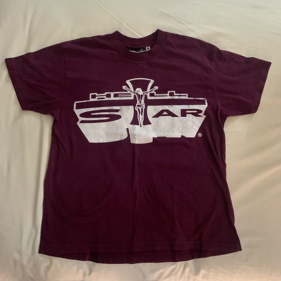 Hell Star Jesus emblem Maroon Graphic T-Shirt